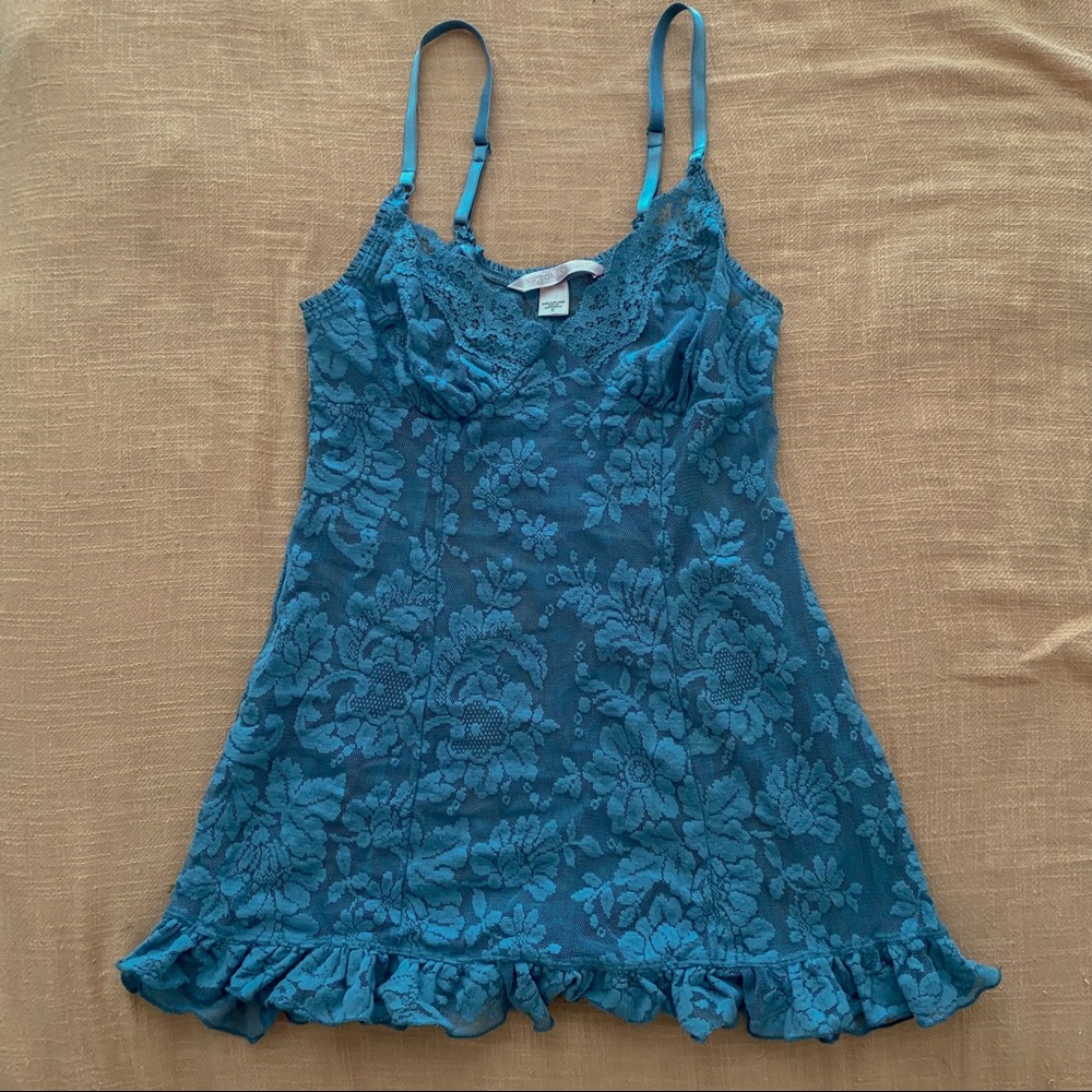 Victoria’s Secret Teal Lace Babydoll Slip